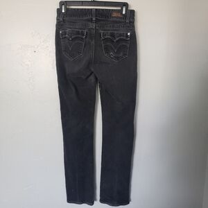 Levi's 529 Curvy Straight Jeans Black Faux Flap Pockets Women's 4 27x32 Denim